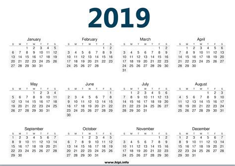 A4 2019 Calendar Printable