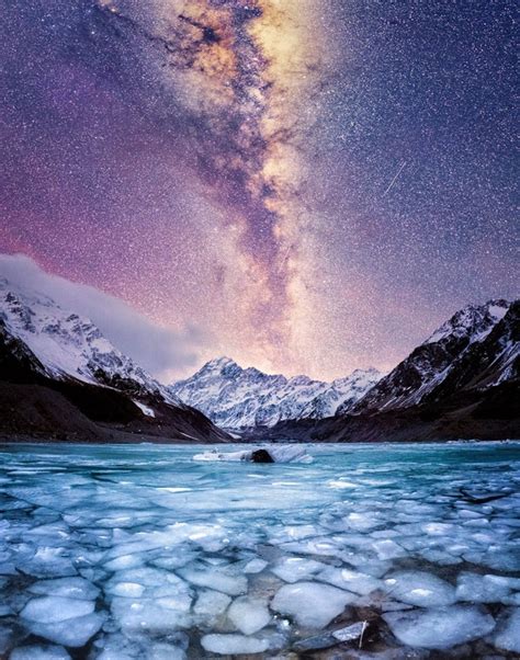 The Tallest Mountain In New Zealand Mt Cook Under The Milky Way Oc