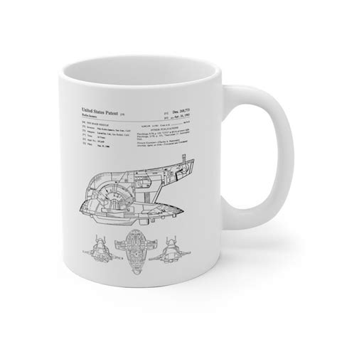Boba Fett Slave 1 Coffee Mug 11 And 15 Oz Patent Illustration Etsy