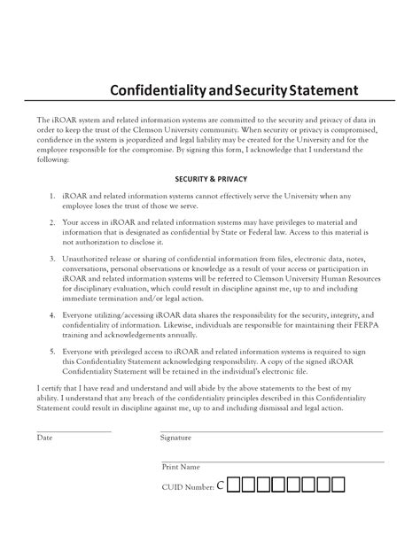 24 Simple Confidentiality Statement And Agreement Templates