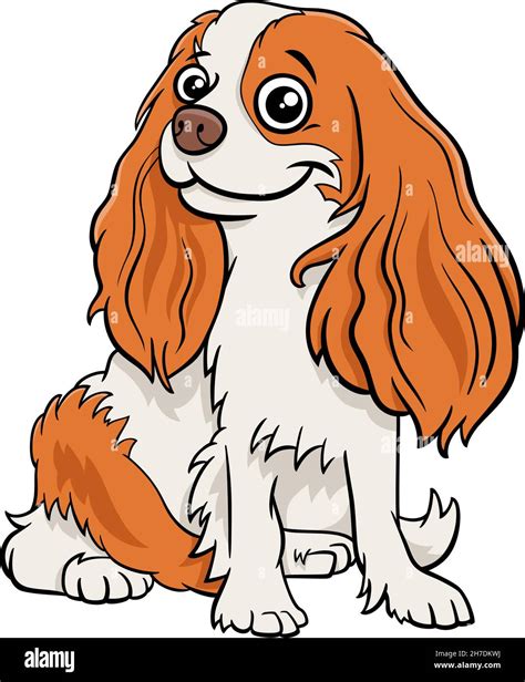 Cartoon Illustration Of Cavalier King Charles Spaniel Purebred Dog