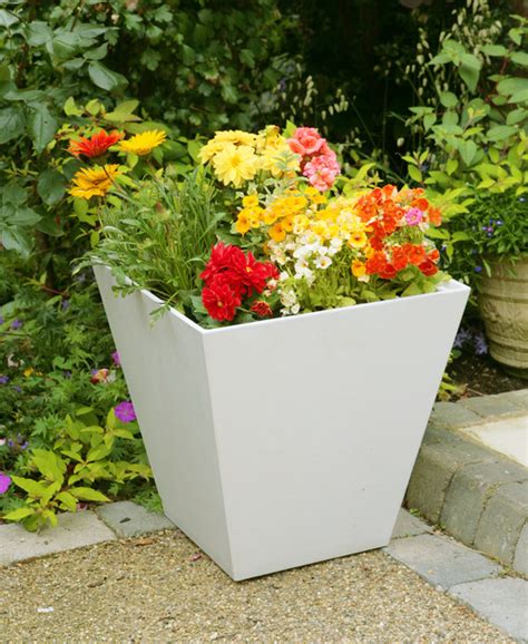 Check spelling or type a new query. White Ella Artstone Planter with Hidden Drainage System - 40cm