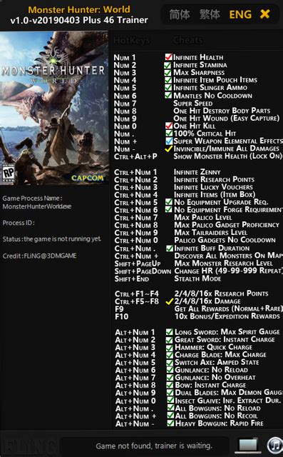 Monster Hunter World Iceborne Trainer By Fearlessrevolution Updated