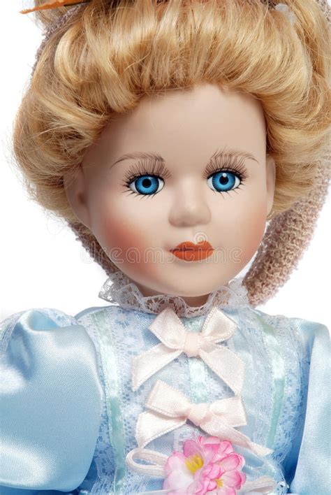 Portrait Of Antique Porcelain Doll Face Stock Photo