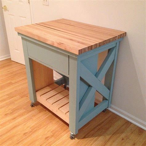 Rustic X Small Rolling Kitchen Island Reclaimed Wood Kitchen Island