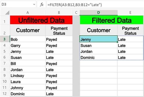Using The Filter Function In Excel Single Or Multiple Conditions