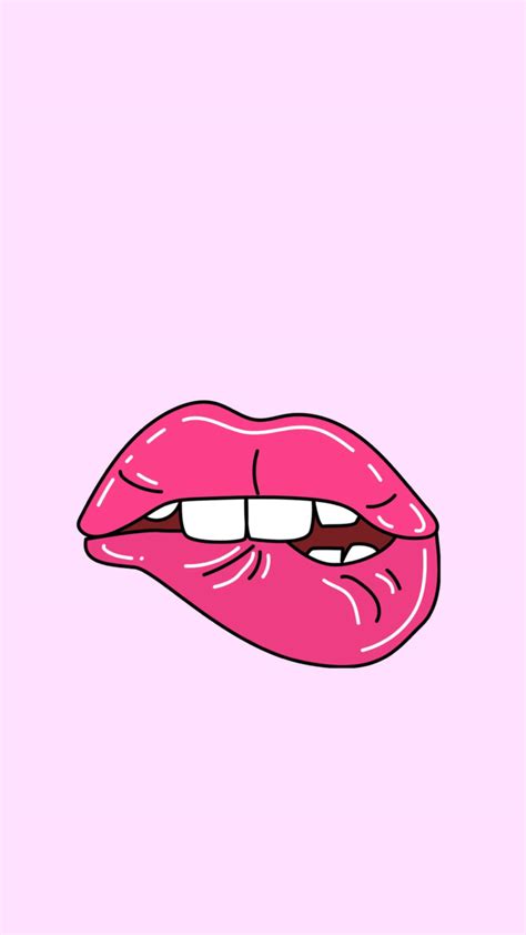Download Aesthetic Biting Pink Lips Wallpaper