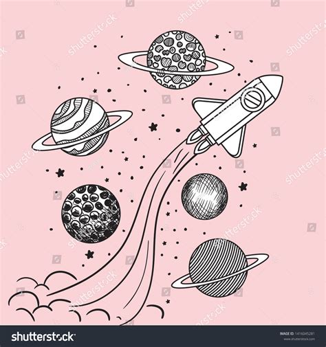 Planets Draws Solar System Rocket Design Stock Vector Royalty Free 1416045281 Shutterstock