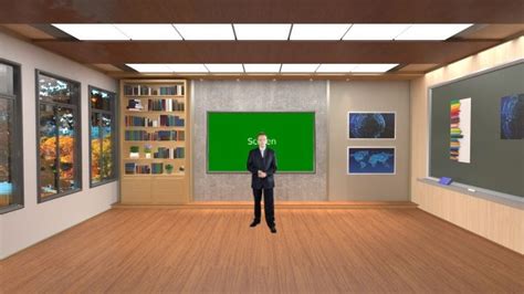 Virtual Learning Classroom Studio Datavideo Virtual Set Royalty Free 4k