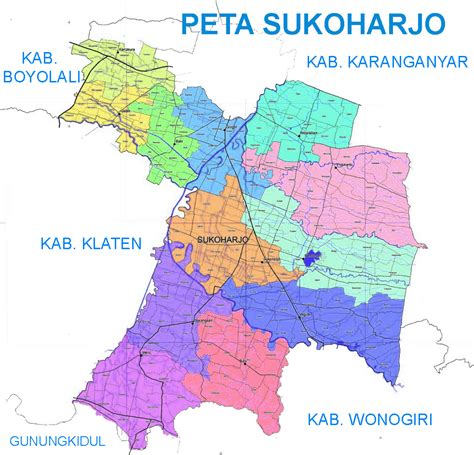 Gambar Peta Kabupaten Sukoharjo Lengkap 12 Kecamatan Jawa Tengah Web