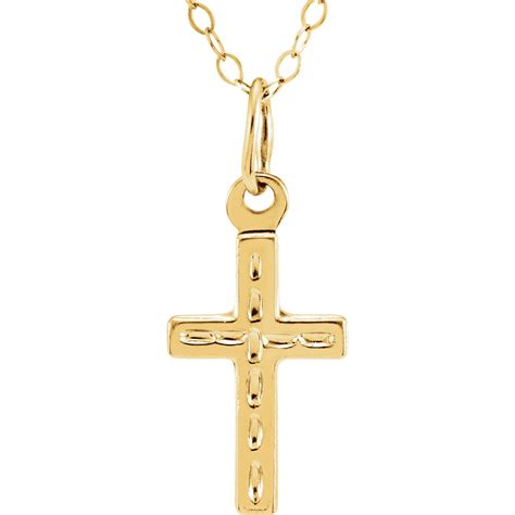 14k Yellow Gold Childs Cross Necklace