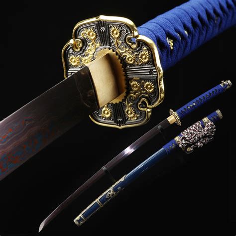 Fully Handmade Blue Plated Blade Real Tachi Sword Japanese Samurai