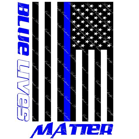 Blue Lives Matter Flag Svg In All Blue And Black With Blue Etsy