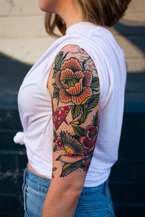 Las Vegas Traditional Tattoo Half Sleeve Traditional Tattoo Flowers