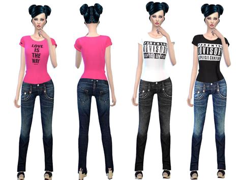 Cool Jeansset In Dark Colors The Sims 4 Catalog