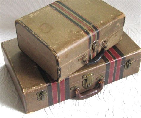 Vintage Cardboard Suitcase Vintage Suitcase Paper Lined Suitcase