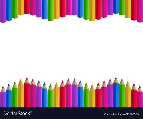 Colour Pencils Border On White Background Vector Image