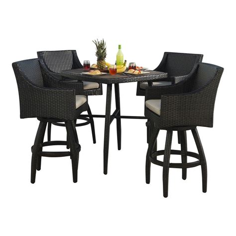Rst Brands Deco 5 Piece All Weather Wicker Patio Bar Height Dining Set