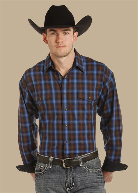 Panhandle Slim Men S Poplin Twill Plaid Western Snap Shirt
