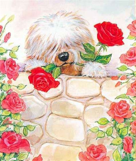 San Valentín Ruth Morehead Tarjetas Postales Dog Art Old English