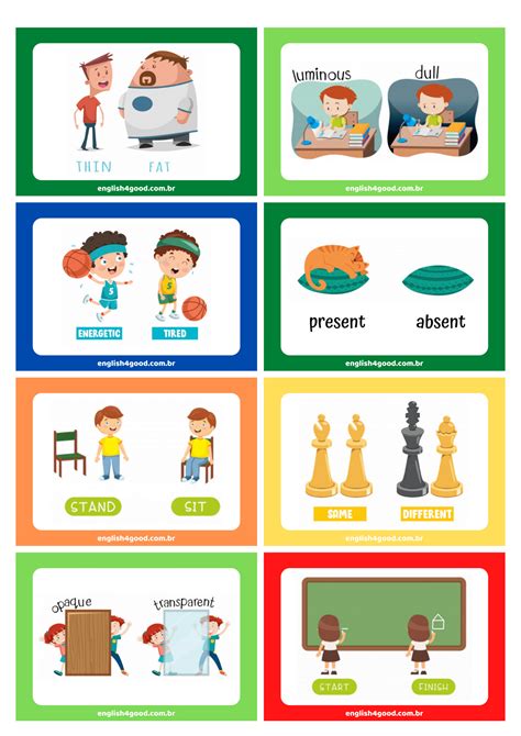 English4good Opposite Flashcards Vocabulary Practice