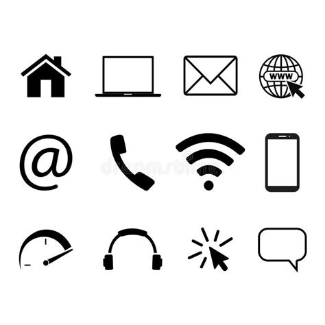 Collection Of Communication Symbols Contact E Mail Mobile Phone