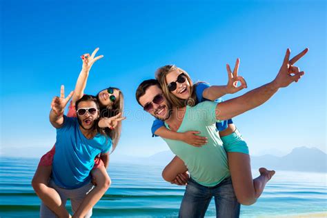 Young People Having Fun On The Beach Stock Image Image
