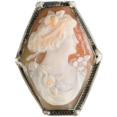 Cameo With Gold Frame Brooch Victorian Era Circa 1850 For Sale At