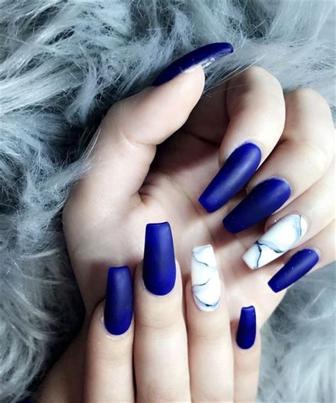 40 Gorgeous Dark Blue Coffin Nail Designs You Must Try This Winter