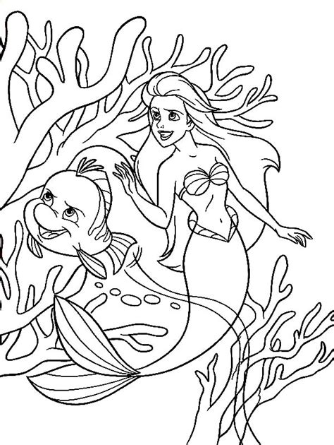 Color our princess ariel coloring page & kids can celebrate the little mermaid movie. Ariel And Flounder Play Together On Disney Princesses Coloring Page : Kids Play Color