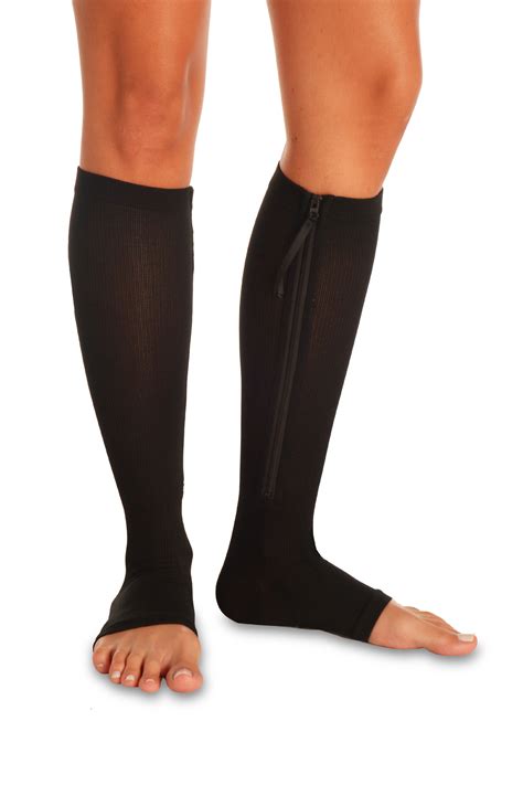 Open Toe Support Compression Socks Large Black