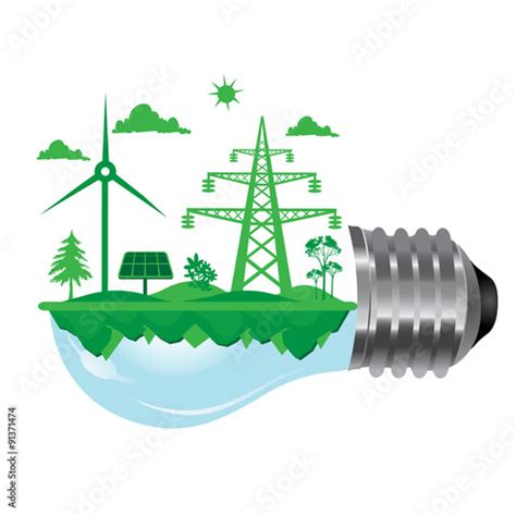 Eco Concept Renewable Energy Sustainable Development Vector