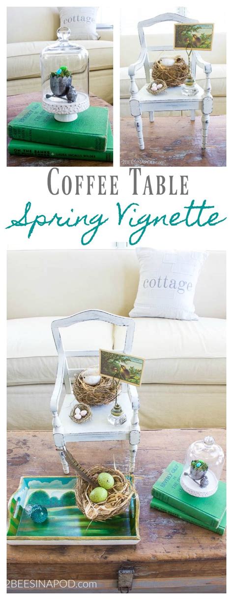 Diys Crafts And Recipes Spring Coffee Table Vignette With Nests