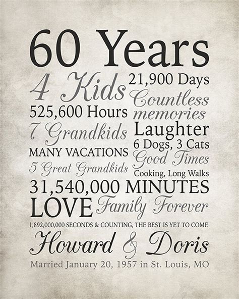60th Anniversary Gift 60 Years Married Gift For Grandma And Etsy
