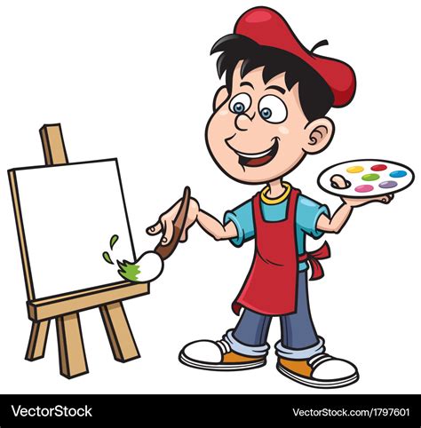 Cartoon Artist Boy Royalty Free Vector Image Vectorstock