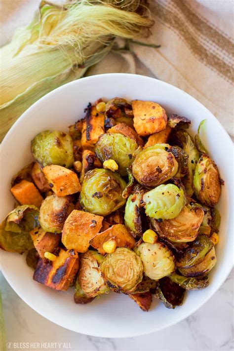 Roasted Sweet Potato Brussel Sprout Hash Healthy Simple Easy