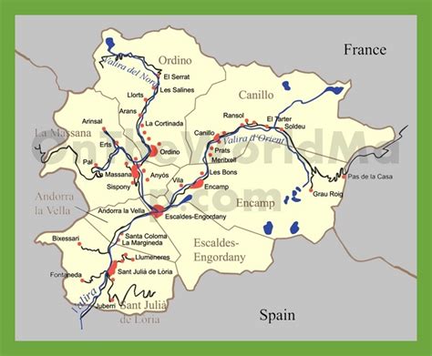 Kategori:kartor över andorra (sv) categoría de wikimedia (es); Road map of Andorra