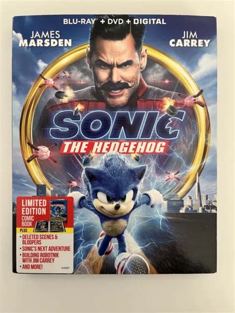 Sonic The Hedgehog 1 Movie Blu Ray Limited Edition Comic Book Complete