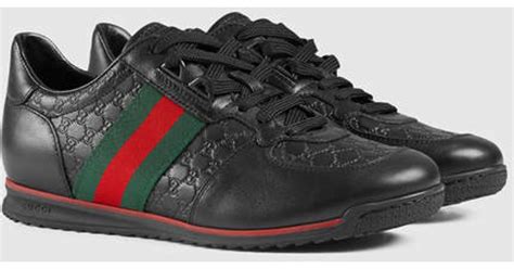 Gucci Sl73 Leather Lace Up Sneaker In Black Lyst