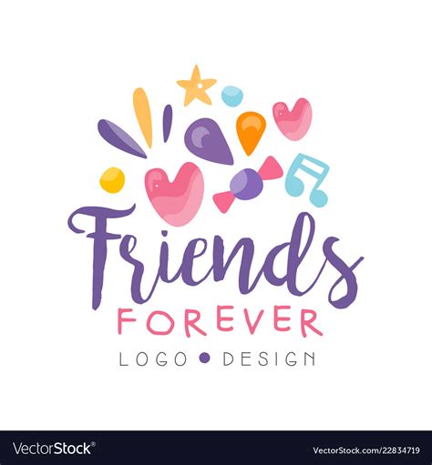 Friends Forever Logo Design Happy Friendship Day Vector Image