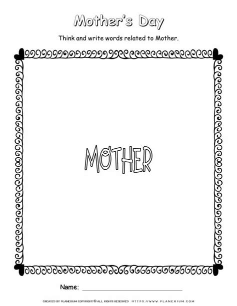 Mother S Day Worksheet Write Related Words Planerium