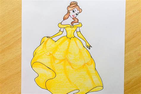 Princess Belle Drawing Step By Step Tutorial