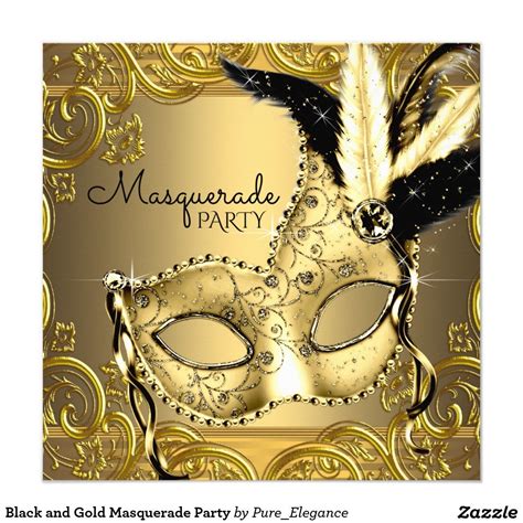black and gold masquerade party card sweet 16 masquerade party mascarade party masquerade