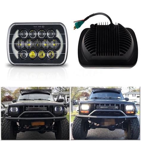 7x6 5x7 Led Projector Headlight Hi Lo Sealed Beam Drl Light For Jeep