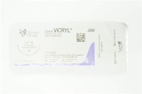 Ethicon J266 2 0 Vicryl Cp 1 36mm 12c Reverse Cutting 27inch