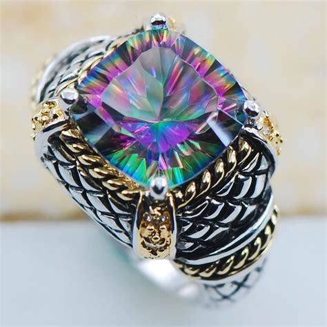 Rose Rainbow Crystal Zircon 925 Sterling Silver Top Quality Fancy