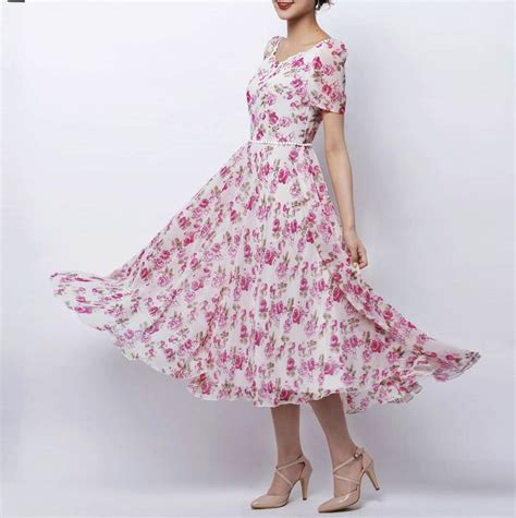 Must Have This Floral Chiffon Dress Elegant Midi Dresses Floral