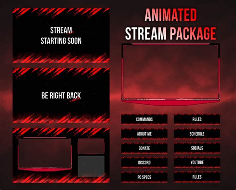 Animated Twitch Overlay Red Simple Minimalist Screens Etsy