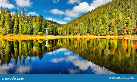 Mountain Lake In The Forest Stock Photo Image Of Tourism Track 46165786