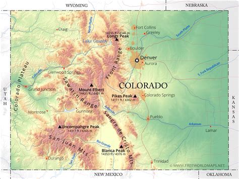 Physical Map Of Colorado